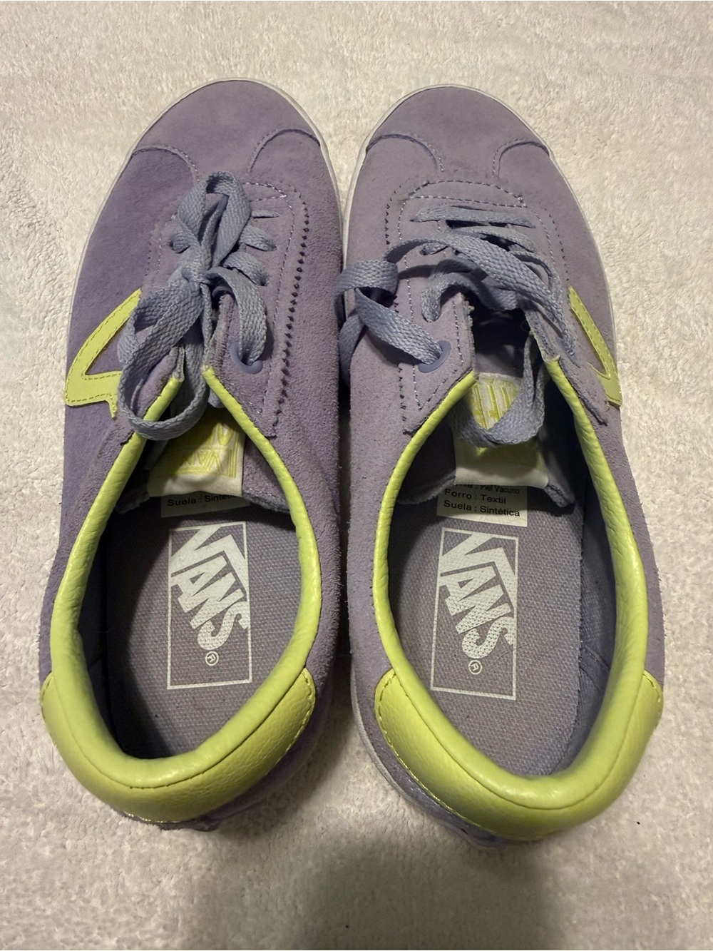 Vans Purple Suede Low-Top Sneakers with Lime Trim